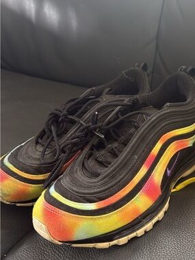 Nike Women's Black Sneakers with Rainbow Gradient Accents